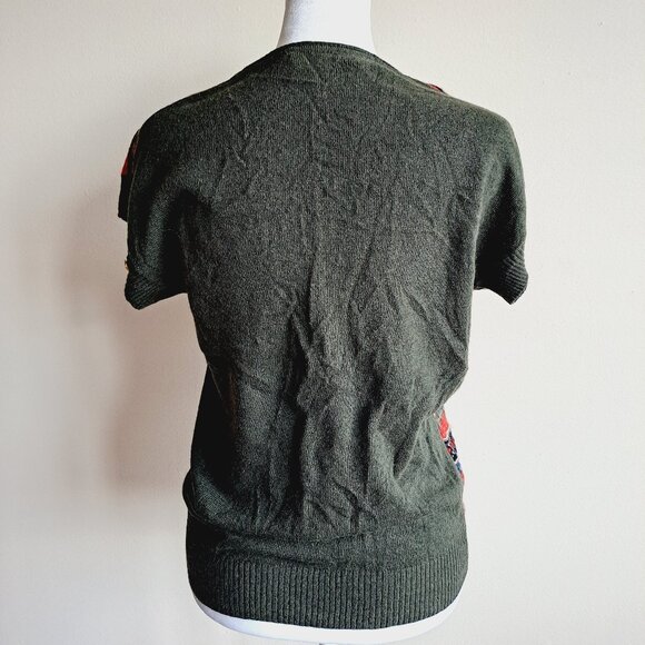 NEW VDP Italian Women's Knit Red Green Vest Sweater Size 38 / US 2-4 - Picture 8 of 16
